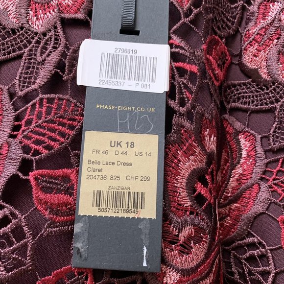 Phase Eight Occasion Midi Dress UK 18 Lace Overlay Wedding Guest Party New £169 - Picture 8 of 14